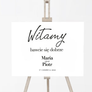 tablica powitalna na wesele, minimalistyczna tablica powitalna, tablica powitalna na wesele z typografią