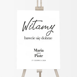 tablica powitalna na wesele, minimalistyczna tablica powitalna, tablica powitalna na wesele z typografią