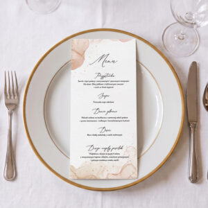 menu ślubne pastelowe, menu weselne akwarele, menu ślubne kolorowe
