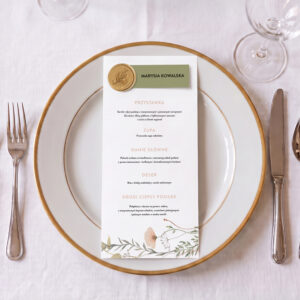 menu ślubne z kwiatami, menu ślubne boho, menu weselne z kwiatuszkami