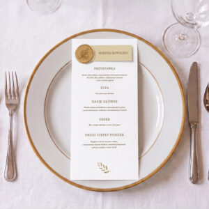 menu ślubne boho, menu weselne z listkami, menu ślubne rustykalne