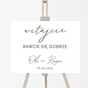 tablica powitalna na wesele, minimalistyczna tablica powitalna, tablica powitalna z napisami