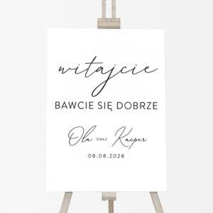 tablica powitalna na wesele, minimalistyczna tablica powitalna, tablica powitalna z napisami