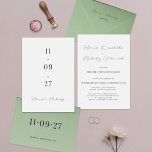 zaproszenia ślubne minimalistyczne z datą ślubu, zaproszenia ślubne eleganckie 2027, zaproszenia ślubne kolekcja 2027