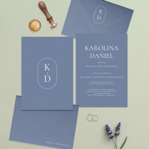 zaproszenia ślubne z monogramem, lawendowe zaproszenia ślubne, lawendowo-białe zaproszenia ślubne